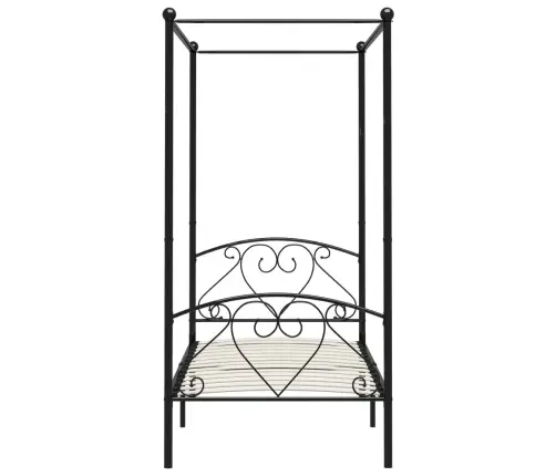 Gultas Rāmis Ar Nojumi, Melns, Metāls, 120X200 Cm  Vidaxl