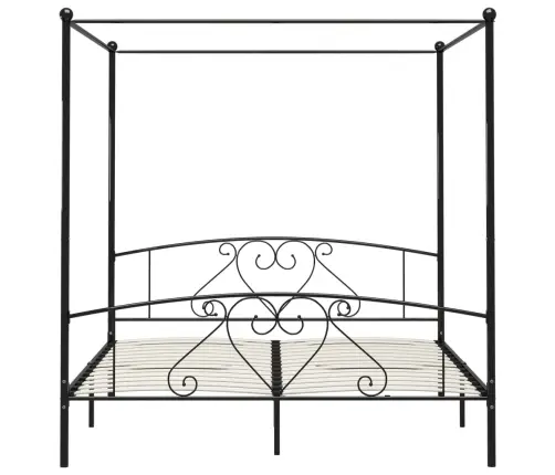 Gultas Rāmis Ar Nojumi, Melns, 180X200 Cm, Metāls  Vidaxl