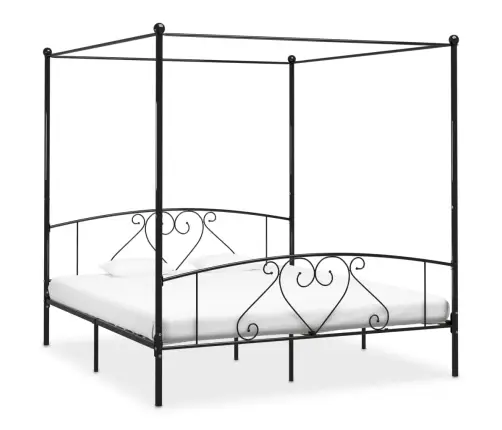 Lovos Rėmas Su Baldakimu, Juodos Spalvos, 200X200cm Metalas