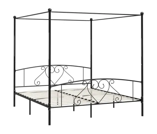 Lovos Rėmas Su Baldakimu, Juodos Spalvos, 200X200cm Metalas