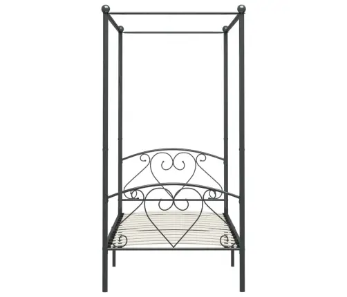 Gultas Rāmis Ar Nojumi, Pelēks, Metāls, 90X200 Cm  Vidaxl