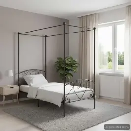 Lovos Rėmas Su Baldakimu, Pilkos Spalvos, 120X200cm Metalas Lovos Rėmas Su Baldakimu, Pilkos Spalvos, 120X200cm Metalas