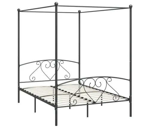 Gultas Rāmis Ar Nojumi, Pelēks, Metāls, 140X200 Cm  Vidaxl Gultas Rāmis Ar Nojumi, Pelēks, Metāls, 140X200 Cm  Vidaxl
