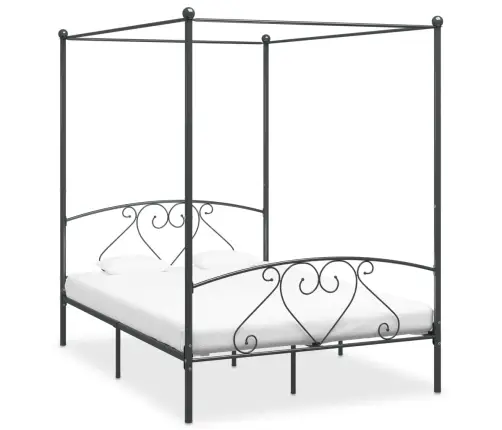 Gultas Rāmis Ar Nojumi, Pelēks, Metāls, 160X200 Cm  Vidaxl