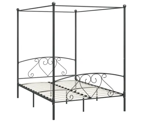 Gultas Rāmis Ar Nojumi, Pelēks, Metāls, 160X200 Cm  Vidaxl