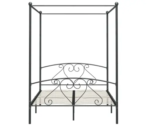 Gultas Rāmis Ar Nojumi, Pelēks, Metāls, 160X200 Cm  Vidaxl