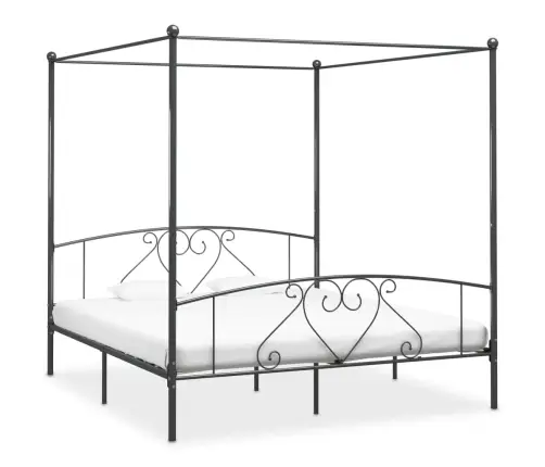 Gultas Rāmis Ar Nojumi, Pelēks, Metāls, 180X200 Cm  Vidaxl Gultas Rāmis Ar Nojumi, Pelēks, Metāls, 180X200 Cm  Vidaxl