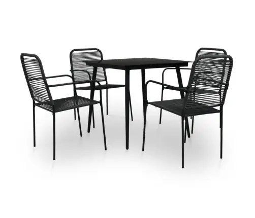 5-Osaline Aiamööblikomplekt, Puuvillast Nöör Ja Teras, Must