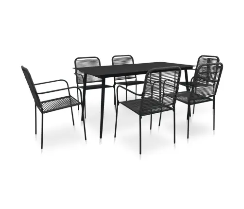 7-Daļīgs Dārza Mēbeļu Komplekts, Virves, Tērauds, Melns Vidaxl