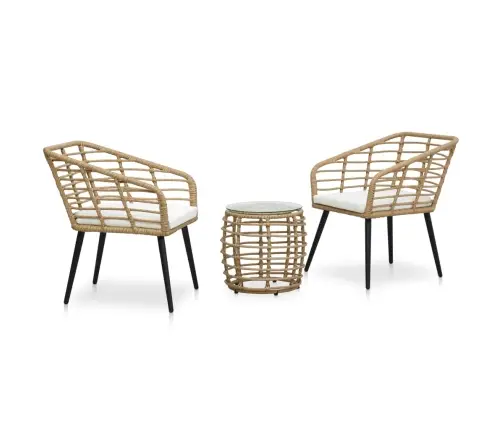 3-Daļīgs Bistro Mēbeļu Komplekts, Ozola Krāsa, Pe Rotangpalma Vidaxl