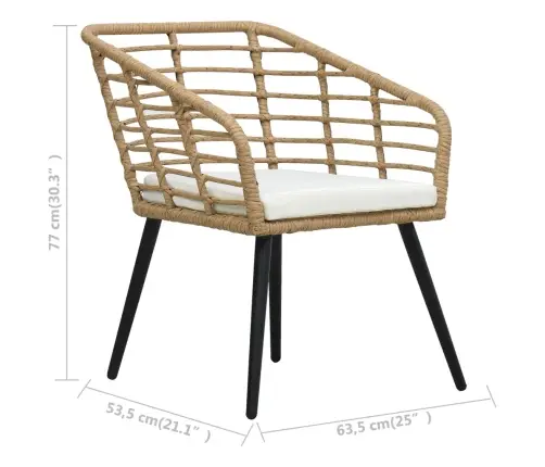 3-Daļīgs Bistro Mēbeļu Komplekts, Ozola Krāsa, Pe Rotangpalma Vidaxl