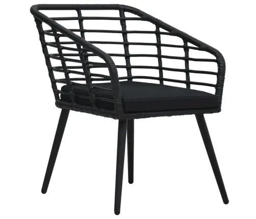 Sodo Kėdės Su Pagalvėlėmis, 2Vnt., Juodos Spalvos, Poliratanas