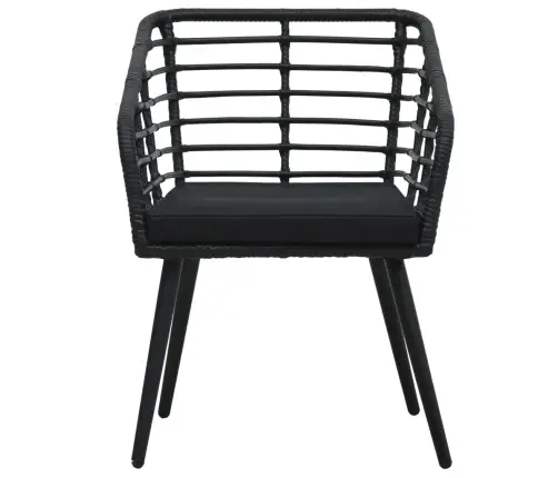 Sodo Kėdės Su Pagalvėlėmis, 2Vnt., Juodos Spalvos, Poliratanas