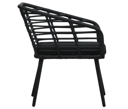 Sodo Kėdės Su Pagalvėlėmis, 2Vnt., Juodos Spalvos, Poliratanas