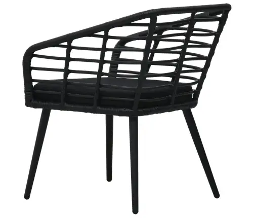 Sodo Kėdės Su Pagalvėlėmis, 2Vnt., Juodos Spalvos, Poliratanas