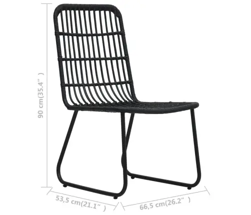 3-Osaline Bistrookomplekt, Polürotang, Must