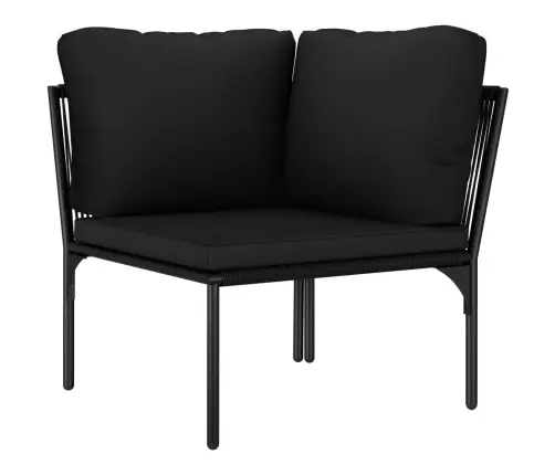 6-Osaline Aiamööblikomplekt Patjadega, Must, Pvc