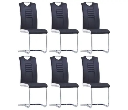 Valgomojo Kėdės, 6 Vnt., Juodos, Dirbtinė Oda Valgomojo Kėdės, 6 Vnt., Juodos, Dirbtinė Oda