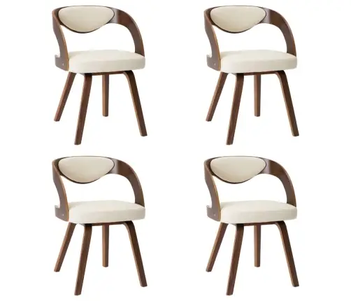 Söögitoolid 4 Tk, Kreemjasvalge, Painutatud Puit Ja Kunstnahk