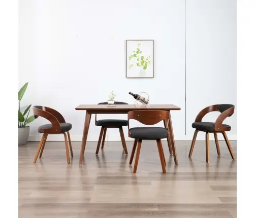 Valgomojo Kėdės, 4Vnt., Tams. Pilkos Sp., Išlenkta Med. Ir Aud.