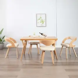 Söögitoolid 4 Tk, Kreemjasvalge, Painutatud Puit Ja Kunstnahk