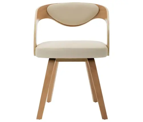 Virtuves Krēsli, 6Gab., Liekts Koks Un Mākslīgā Āda, Krēmkrāsas Vidaxl