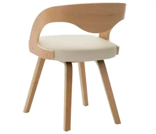 Virtuves Krēsli, 6Gab., Liekts Koks Un Mākslīgā Āda, Krēmkrāsas Vidaxl