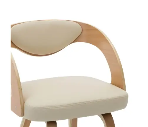 Virtuves Krēsli, 6Gab., Liekts Koks Un Mākslīgā Āda, Krēmkrāsas Vidaxl
