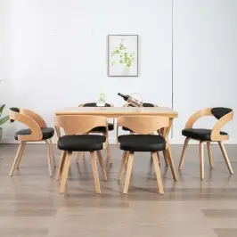 Söögitoolid 6 Tk, Must Painutatud Puit Ja Kunstnahk