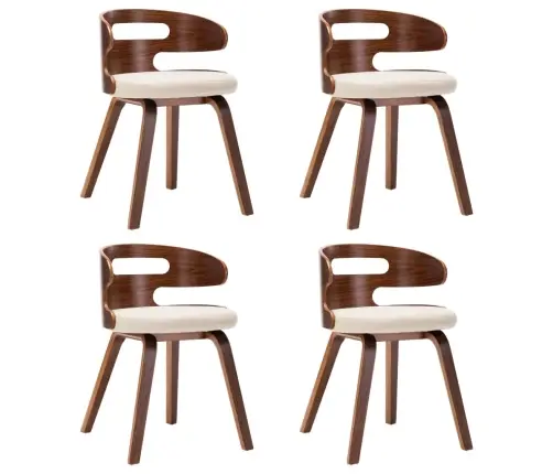 Virtuves Krēsli, 4 Gab., Krēmkrāsa, Liekts Koks Un Mākslīgā Āda Vidaxl