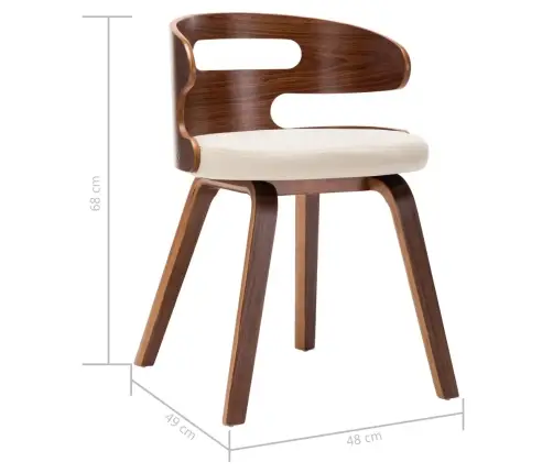 Virtuves Krēsli, 4 Gab., Krēmkrāsa, Liekts Koks Un Mākslīgā Āda Vidaxl