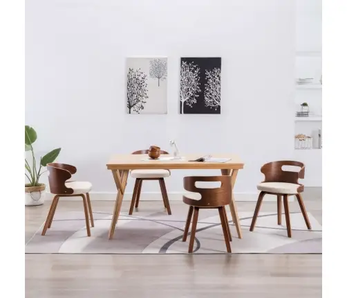 Virtuves Krēsli, 4 Gab., Krēmkrāsa, Liekts Koks Un Mākslīgā Āda Vidaxl