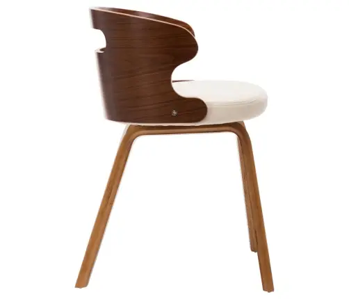 Valgomojo Kėdės, 6Vnt., Krem. Sp., Išlenkta Med. Ir Dirbt. Oda