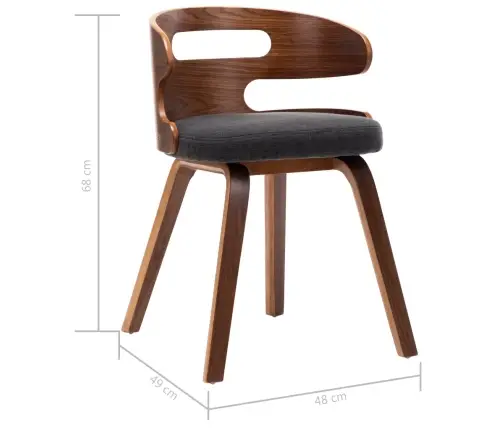 Virtuves Krēsli, 4 Gab., Izliekts Koks Un Audums, Tumši Pelēki Vidaxl