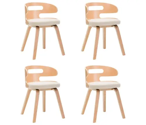 Söögitoolid 4 Tk, Kreemjasvalge, Painutatud Puit Ja Kunstnahk