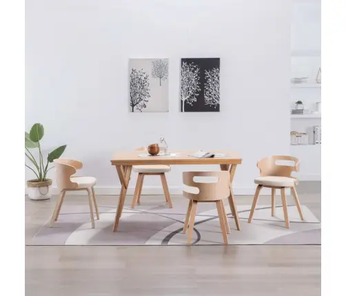 Söögitoolid 4 Tk, Kreemjasvalge, Painutatud Puit Ja Kunstnahk