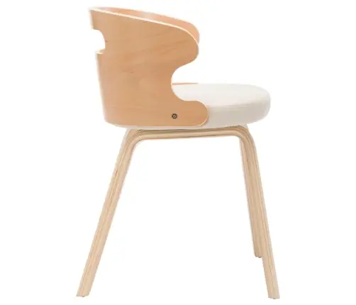 Virtuves Krēsli, 6Gab., Liekts Koks Un Mākslīgā Āda, Krēmkrāsas Vidaxl