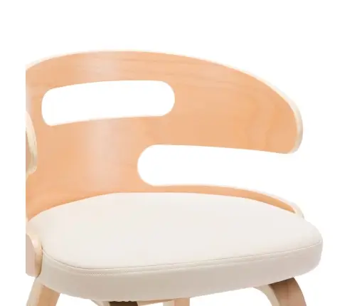 Virtuves Krēsli, 6Gab., Liekts Koks Un Mākslīgā Āda, Krēmkrāsas Vidaxl