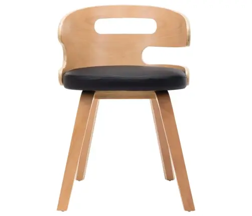 Valgomojo Kėdės, 4Vnt., Juodos, Išlenkta Med. Ir Dirbt. Oda