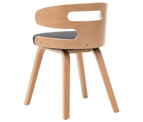 Valgomojo Kėdės, 4Vnt., Juodos, Išlenkta Med. Ir Dirbt. Oda