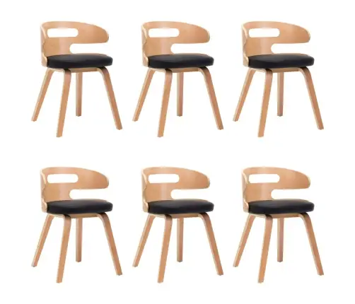 Söögitoolid 6 Tk, Must Painutatud Puit Ja Kunstnahk