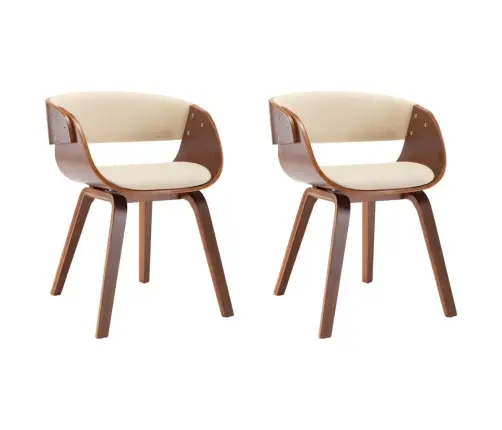 Virtuves Krēsli, 2 Gab., Liekts Koks Un Mākslīgā Āda, Krēmkrāsā Vidaxl