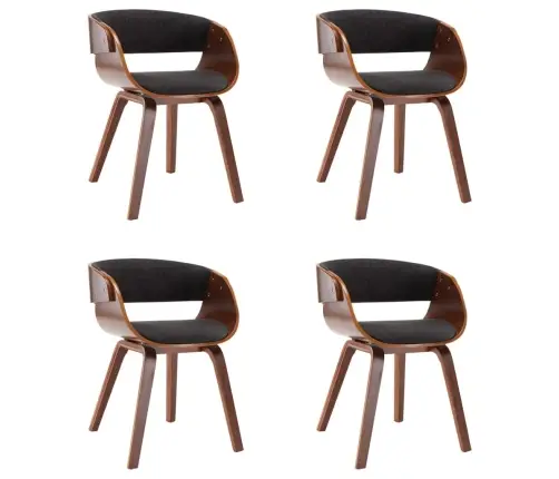 Virtuves Krēsli, 4 Gab., Izliekts Koks Un Audums, Pelēki Vidaxl