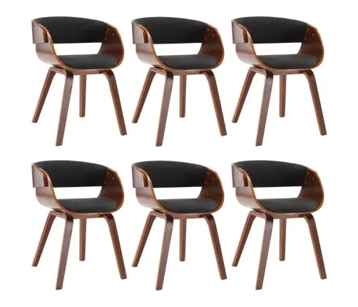 Virtuves Krēsli, 6 Gab., Pelēki, Izliekts Koks Un Audums Vidaxl