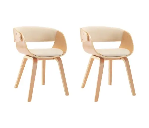 Söögitoolid 2 Tk, Kreemjasvalge, Painutatud Puit Ja Kunstnahk Söögitoolid 2 Tk, Kreemjasvalge, Painutatud Puit Ja Kunstnahk