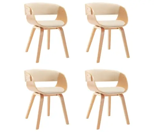 Söögitoolid 4 Tk, Kreemjasvalge, Painutatud Puit Ja Kunstnahk