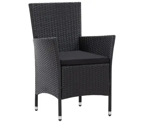 9-Daļīgs Dārza Mēbeļu Komplekts, Pe Rotangpalma, Melns Vidaxl