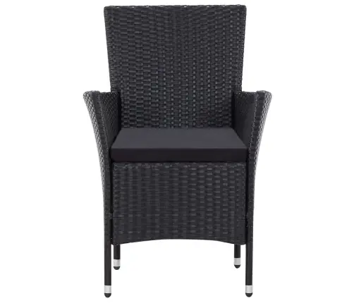 9-Daļīgs Dārza Mēbeļu Komplekts, Pe Rotangpalma, Melns Vidaxl