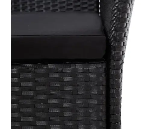 9-Daļīgs Dārza Mēbeļu Komplekts, Pe Rotangpalma, Melns Vidaxl