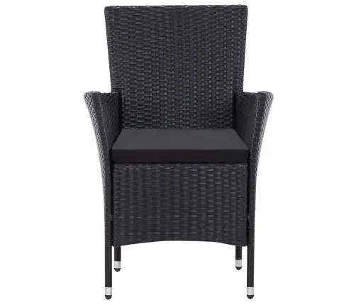 7-Daļīgs Dārza Mēbeļu Komplekts, Pe Rotangpalma, Melns  Vidaxl